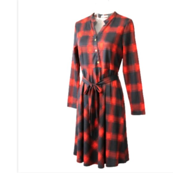 Women's swing dress knee length Runs Size Medium Faux Flannel - Picture 2 of 13